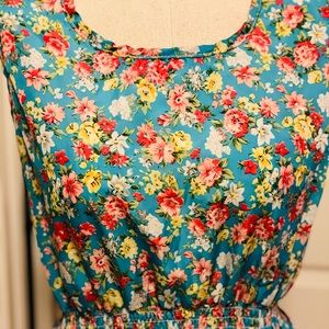 Floral cinched waist dress